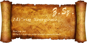 Zárug Szergiusz névjegykártya